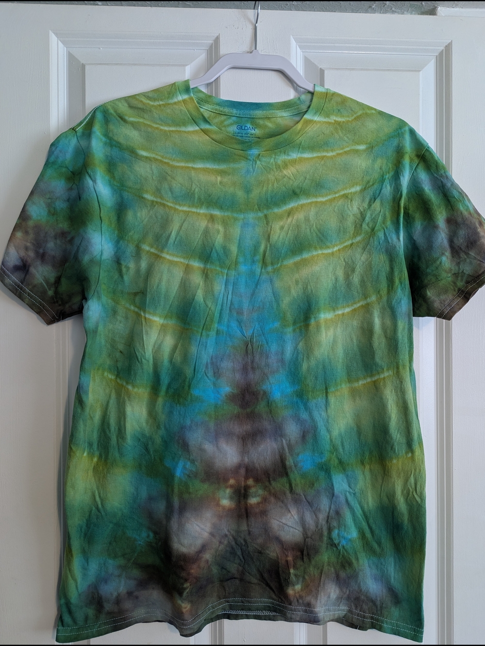 Tie-Dye Crew Neck T-Shirt - Green/Blue